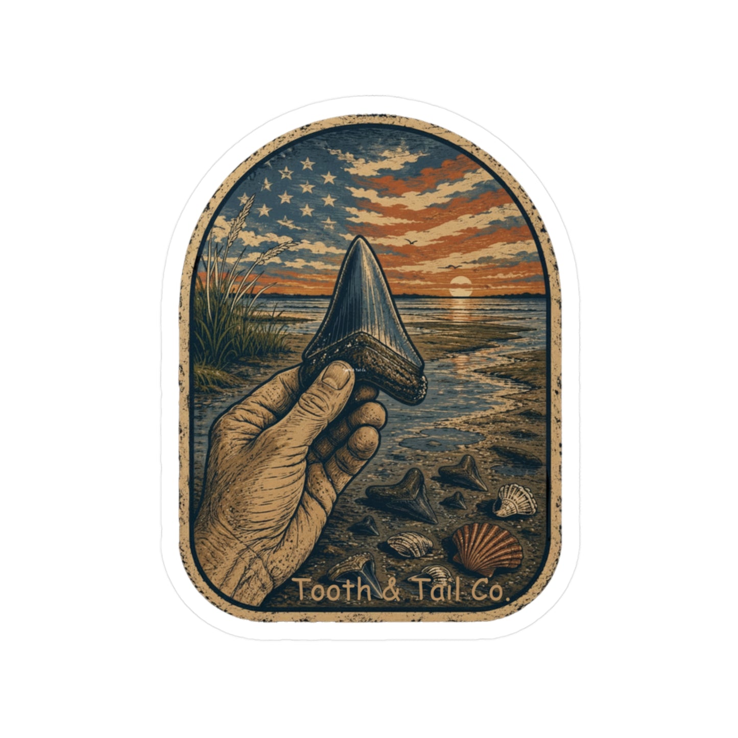 Stars, Stripes & Shark Teeth Vinyl Decal