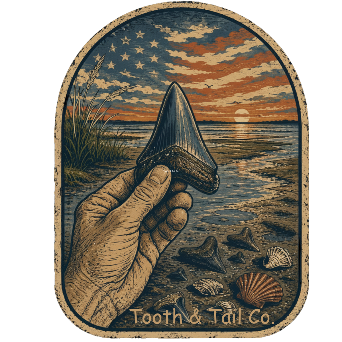 Stars, Stripes & Shark Teeth Vinyl Decal